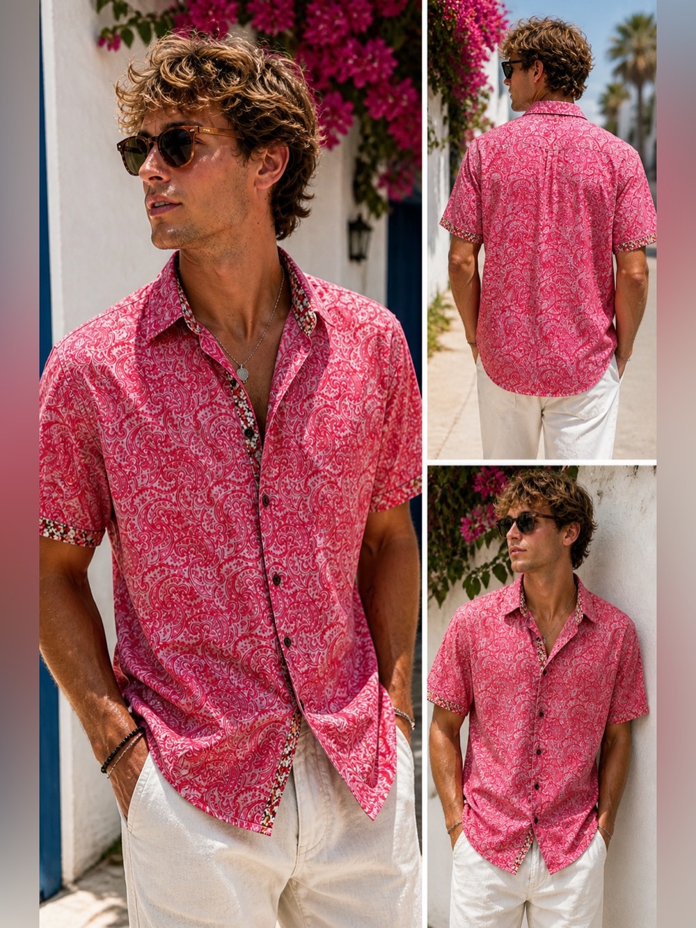 Robert Graham Men's Shirt Size X-Large Damask Button Up Red/Pink Classic Fit